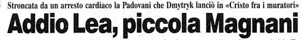 1991 06 24 Corriere della Sera Lea Padovani morte intro1