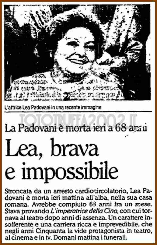 1991 06 24 LUnita Lea Padovani morte intro